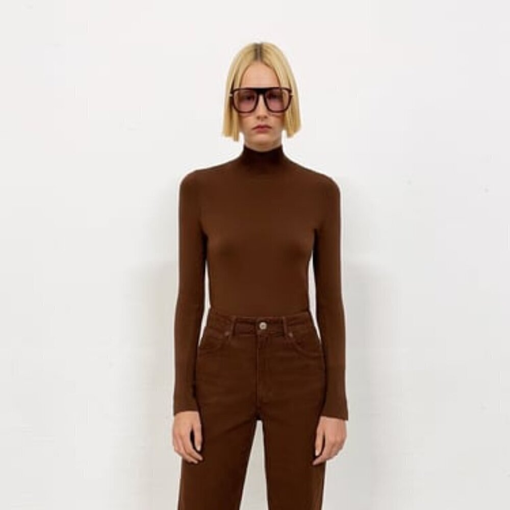 ZARA BROWN HIGH NECK LONG SIZE S 1509 104 730